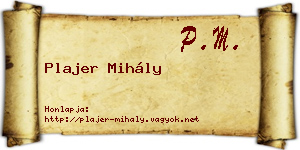 Plajer Mihály névjegykártya
